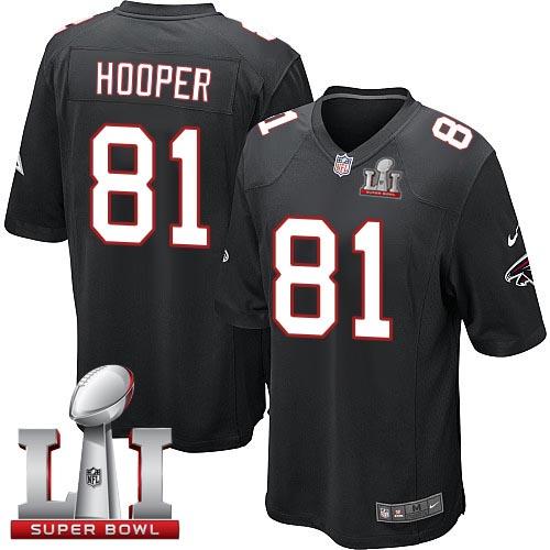 Nike Falcons #81 Austin Hooper Black Alternate Super Bowl LI 51 Youth Stitched NFL Elite Jersey